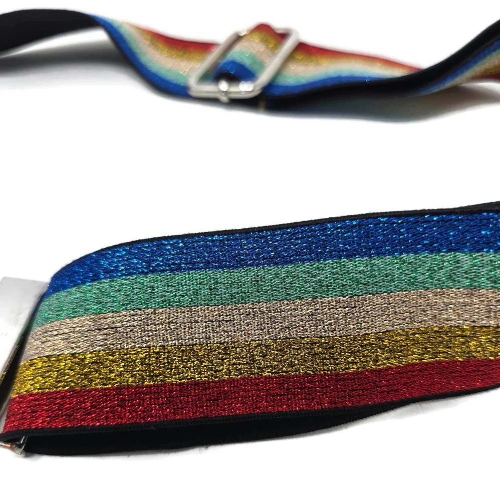 Glitter Rainbow Disco Elastic Belt Adjustable One Size